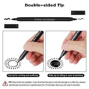 Lhedon 4 Pcs Black Edible Food Coloring Markers