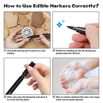 Lhedon 4 Pcs Black Edible Food Coloring Markers