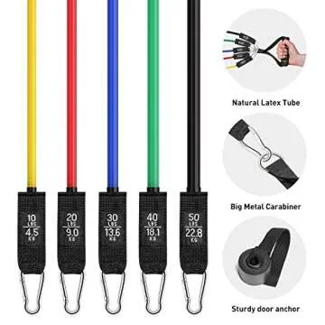 WOFALA Resistance Bands Set – 12 PCS Exercise Bands with Handles – Workout Bands Stackable up to 150lb – Door Anchor and Travel Pouch Included – Ideal for Home Workout, Gym, Training…