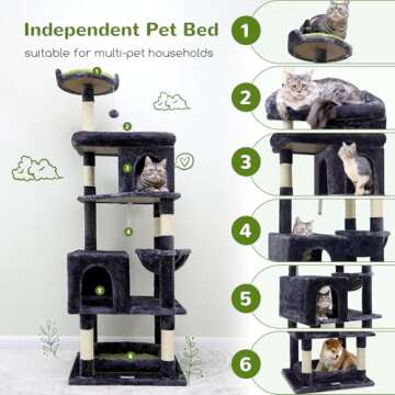 Globlazer Heavy Duty Cat Trees for Large Cats, Sturdy 72in Maine Coon Cat Tree for Large Cats 20 lbs...