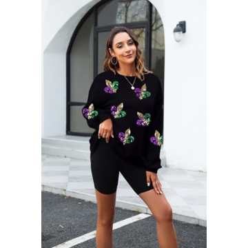 Vibrant LUKYCILD Mardi Gras Sweatshirt for Women