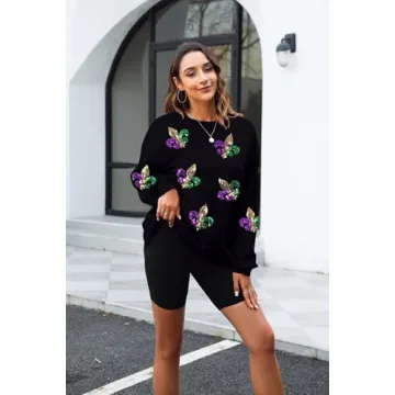 Vibrant LUKYCILD Mardi Gras Sweatshirt for Women