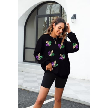 Vibrant LUKYCILD Mardi Gras Sweatshirt for Women