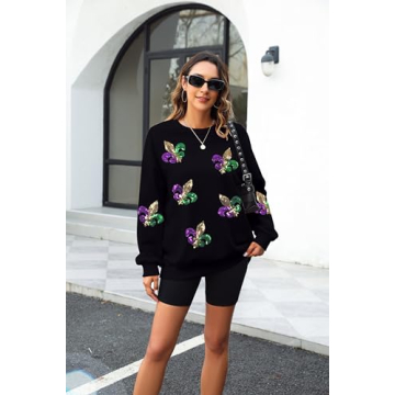 Vibrant LUKYCILD Mardi Gras Sweatshirt for Women