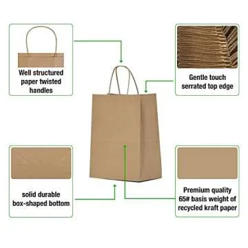 Qutuus Kraft Paper Bags Bulk for Eco-Friendly Gifting