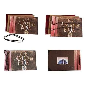 LINKEDWIN Our Adventure Book, Up Scrapbook Album with Movie Themed Postcards, Wedding and Anniversary Photo Album, Memory Keepsake, 11.6 x 7.5 inch, 80 Pages (Light Brown Pages)