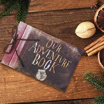 LINKEDWIN Our Adventure Book, Up Scrapbook Album with Movie Themed Postcards, Wedding and Anniversary Photo Album, Memory Keepsake, 11.6 x 7.5 inch, 80 Pages (Light Brown Pages)