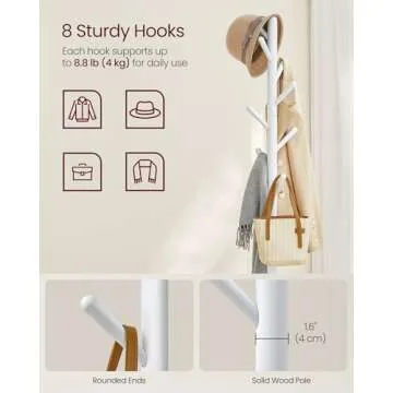 Stylish VASAGLE Coat Rack with 8 Hooks and Shelf