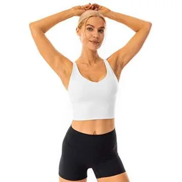 Lavento Women's Longline Sports Bras Padded Yoga Crop Tank Top with Built in Bra