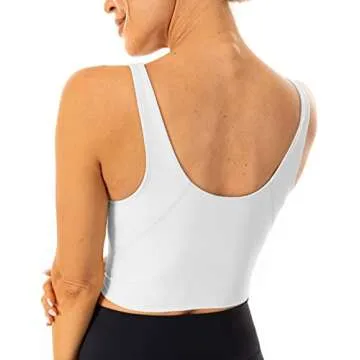 Lavento Women's Longline Sports Bras Padded Yoga Crop Tank Top with Built in Bra