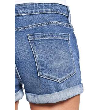 luvamia Women's Ripped Button Fly Denim Shorts High Waisted Folded Hem Short Denim Jeans, F Blue Size Large