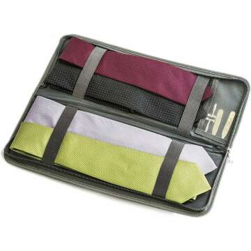 Grey Tie Case Organizer for Travel & Cufflinks