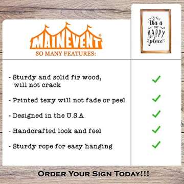 MAINEVENT This Is Our Happy Place Sign - Rustic Home Decor