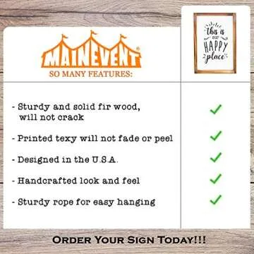 MAINEVENT This Is Our Happy Place Sign - Rustic Home Decor