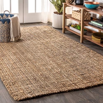 JONATHAN Y NRF102A-5 Pata Hand Woven Chunky Jute Indoor Area Rug Bohemian Farmhouse Easy-Cleaning Be...