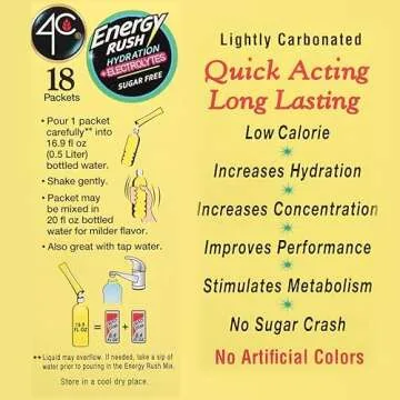 4C Energy Rush PSD with Electrolytes 18ct Lemonade, Single Serve Water Flavoring Packets, On the Go Bundle