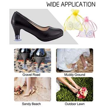 PAMASE 18 Pairs 3 Sizes Grass High Heel Protectors for Walking on Grass and Uneven Floor, Clear Heel Sink Stoppers for Women Wedding Shoes