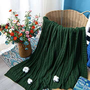 NTBAY 100% Cotton Cable Knit Throw Blanket, Cozy & Stylish
