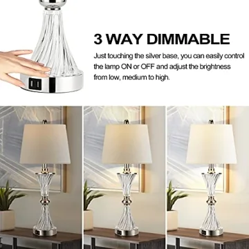 Touch Control Table Lamp Set USB Charging Dimmable Elegance