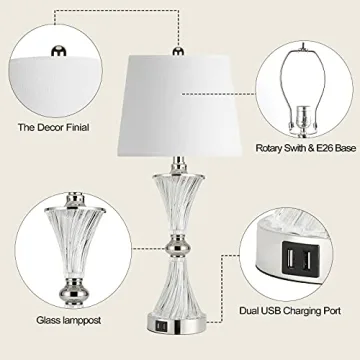 Touch Control Table Lamp Set USB Charging Dimmable Elegance