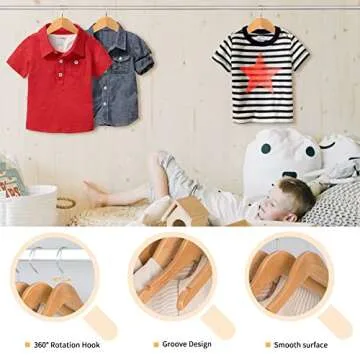 Nature Smile Wooden Shirt Coat Hangers for Kids Pack of 10