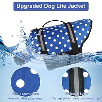 HAOCOO Dog Life Jacket Vest Saver Safety Swimsuit Preserver with Reflective Stripes/Adjustable Belt ...