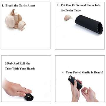 Sunkuka Premium Garlic Press Set - Large Capacity Stainless Steel Mincer, Crusher & Peeler, Ergonomic Design, Rust Roof, Easy Clean & Dishwasher Safe