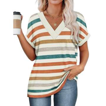 WIHOLL Summer Tops for Women - Stylish V Neck Shirt