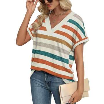 WIHOLL Summer Tops for Women - Stylish V Neck Shirt