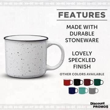 DISCOUNT PROMOS Ceramic Campfire Coffee Mugs 13 oz. Set of 10, Bulk Pack - Perfect for Tea, Espresso...