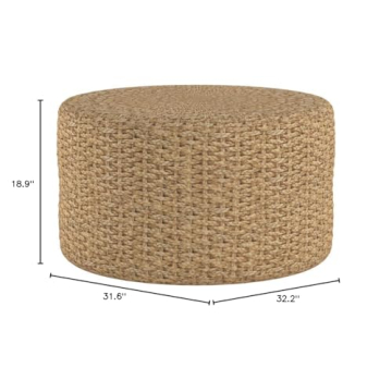 Oriental Furniture Rush Grass Knotwork Coffee Table/Ottoman - Natural