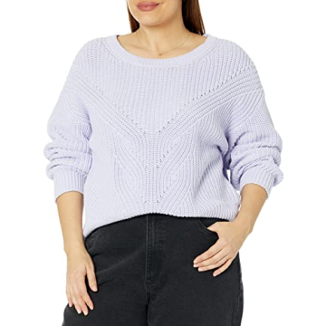 Stylish Selena Cable Front Cropped Sweater Dusty Purple