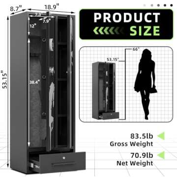 KAER 5-7 Gun Safe,Gun Safes for Home Rifles and Pistols,Combination Gun Safes,Gun Safe & Cabinet,Gun...