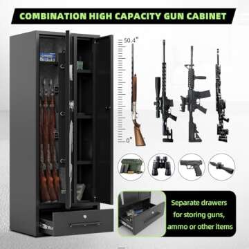KAER 5-7 Gun Safe,Gun Safes for Home Rifles and Pistols,Combination Gun Safes,Gun Safe & Cabinet,Gun Cabinet for Rifles and Shotguns,Gun Cabinets with Drawers, Pistol Pouch and Removable Shelf