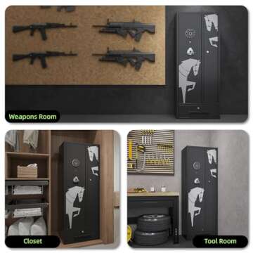 KAER 5-7 Gun Safe,Gun Safes for Home Rifles and Pistols,Combination Gun Safes,Gun Safe & Cabinet,Gun Cabinet for Rifles and Shotguns,Gun Cabinets with Drawers, Pistol Pouch and Removable Shelf
