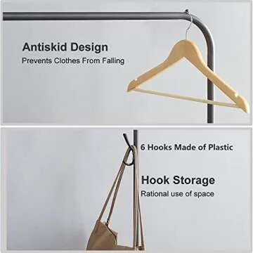 Clothing Garment Rack with Shelves, Metal Cloth Hanger Rack Stand Clothes Drying Rack for Hanging Clothes,with Top Rod Organizer Shirt Towel Rack and Lower Storage Shelf for Boxes Shoes Boots, Black