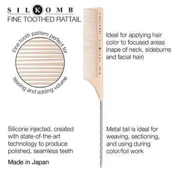 Cricket Silkomb Pro-50 Fine Tooth Rattail Comb for Hair – Precision Styling Tool with Seamless Tee...