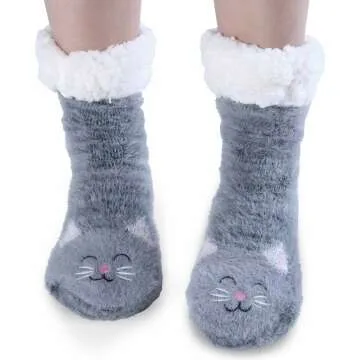 Cozy Jeasona Women’s Fuzzy Slipper Socks with Grippers