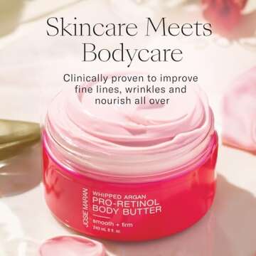 Josie Maran Pro Retinol Argan Oil Body Butter (8oz Unscented) - Vitamin E Skincare Lotion - Hydratin...