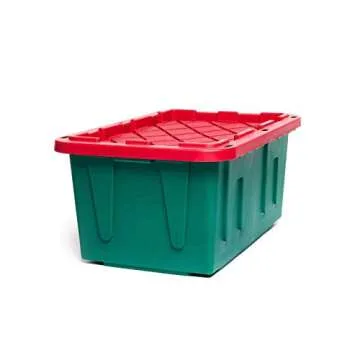 HOMZ 2-Pack Durabilt, Heavy Duty Plastic Storage Box with Lids, 27 Gallon, Green/Red