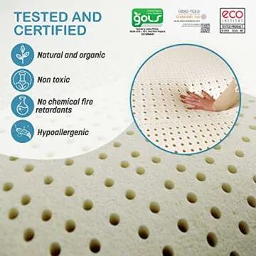 7 Zone Green Natural Organic Latex Mattress Topper Queen Size - 2 inch - High Density Firm - GOLS Certified Latex Foam Bed Pad for Back Sleepers Back Pain Relief Support Durable and Breathable