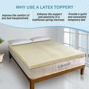 7 Zone Green Natural Organic Latex Mattress Topper Queen Size - 2 inch - High Density Firm - GOLS Certified Latex Foam Bed Pad for Back Sleepers Back Pain Relief Support Durable and Breathable