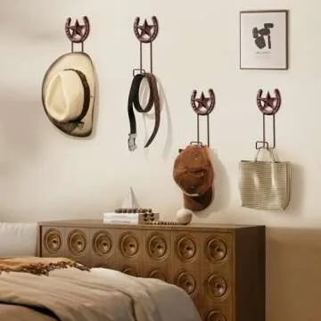 Cowboy Hat Rack Wall Mount 4 Pack Cowboy Hat Holder Western Cowboy Hat Hanger Horseshoe Hooks Rustic Metal Cowboy Hat Display Cowboy Decor for Entryway Closet Bedroom Living Room Western Gift