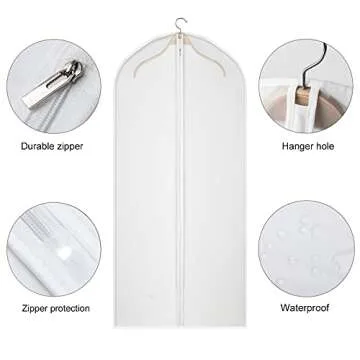 Kntiwiwo Clear Garment Bags Suit Bag for Closet Storage Set of 12 Hanging Dress Cover Bag with Zipper for Suit, Coat, Long Dresses Clothes Storage-24” x 40”/50”/60”