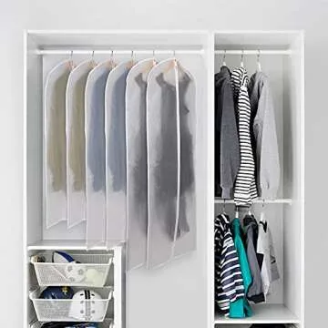 Kntiwiwo Clear Garment Bags Suit Bag for Closet Storage Set of 12 Hanging Dress Cover Bag with Zipper for Suit, Coat, Long Dresses Clothes Storage-24” x 40”/50”/60”