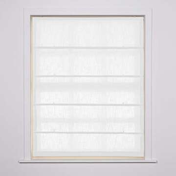 TWOPAGES Snow White Roman Shade Faux Linen Roman Blinds for Kitchen Windows, Customized Roman Window Shade Blackout Room Darkening Roman Shade Washable Fabric, Install Hardware Included, 1 Piece