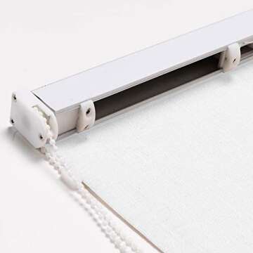 TWOPAGES Snow White Roman Shade Faux Linen Roman Blinds for Kitchen Windows, Customized Roman Window Shade Blackout Room Darkening Roman Shade Washable Fabric, Install Hardware Included, 1 Piece