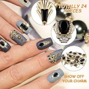 Leelosp 24-Piece 3D Nail Charms for Stunning Nail Art