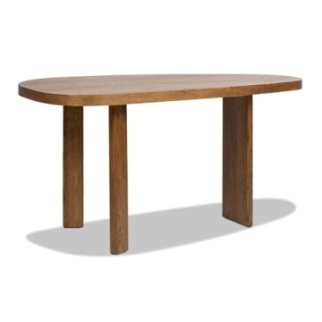 Jennifer Taylor Home Melvin 60" Modern Oak Oblong Oval Console Desk, Café Brown Oak Wood