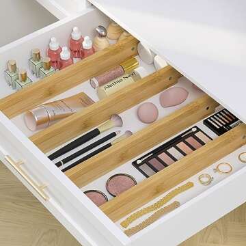Adjustable Bamboo Drawer Dividers for Stylish Organization
